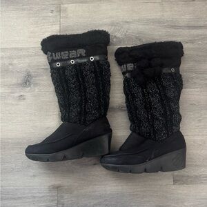 Rocawear Black Winter Wedge Boots